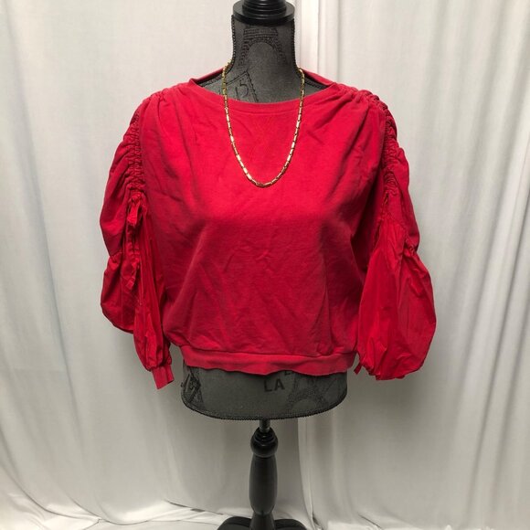 A Pictures Worth Sweatshirt Womens Size Medium Cropped Red Balloon Long Sleeve - Picture 7 of 10